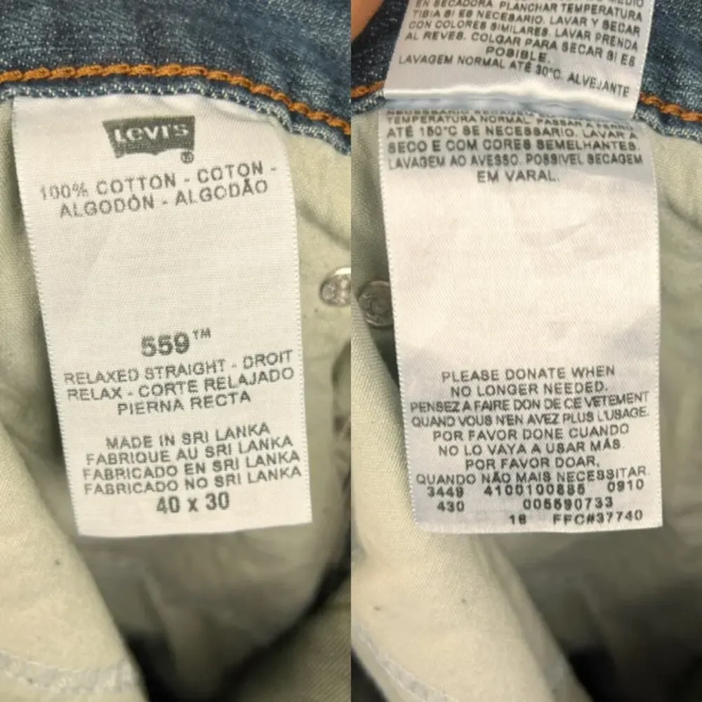 Levi's 559 Relaxed Straight Jeans 40x30 Medium Stone Wash 2010